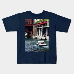 Chicago IL - Motorboat Near Dearborn Street Bridge Kids T-Shirt